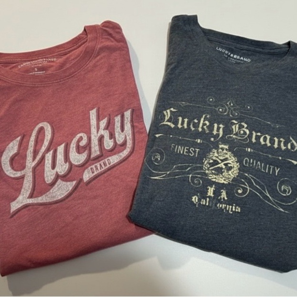 Lucky Brand Red and Gray Graphic short sleeve Tees size Large